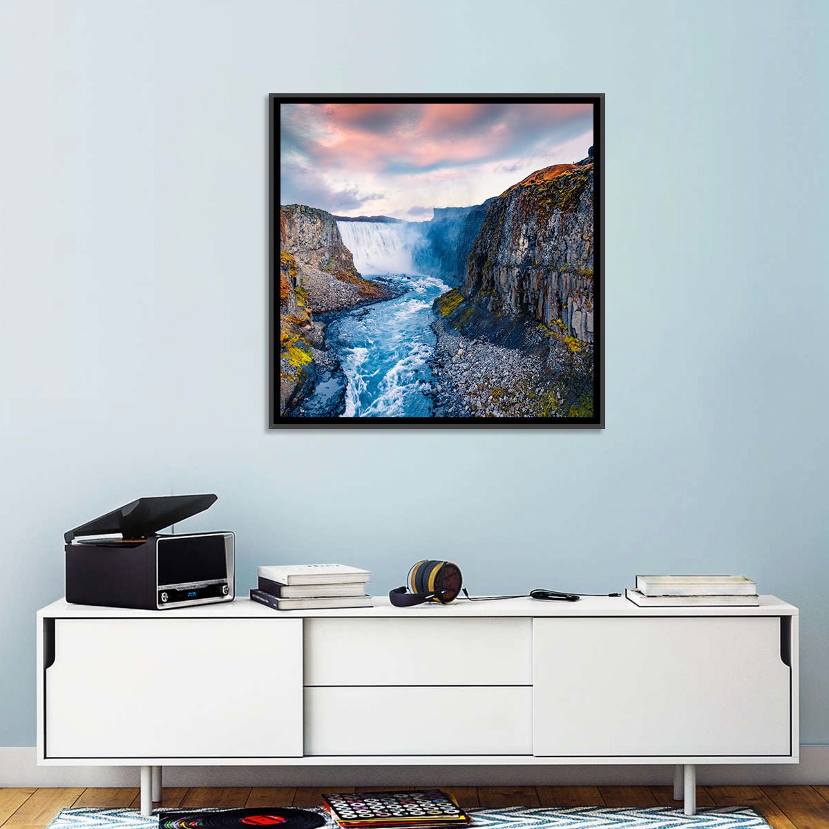 Dettifoss Waterfall Wall Art in a room, square