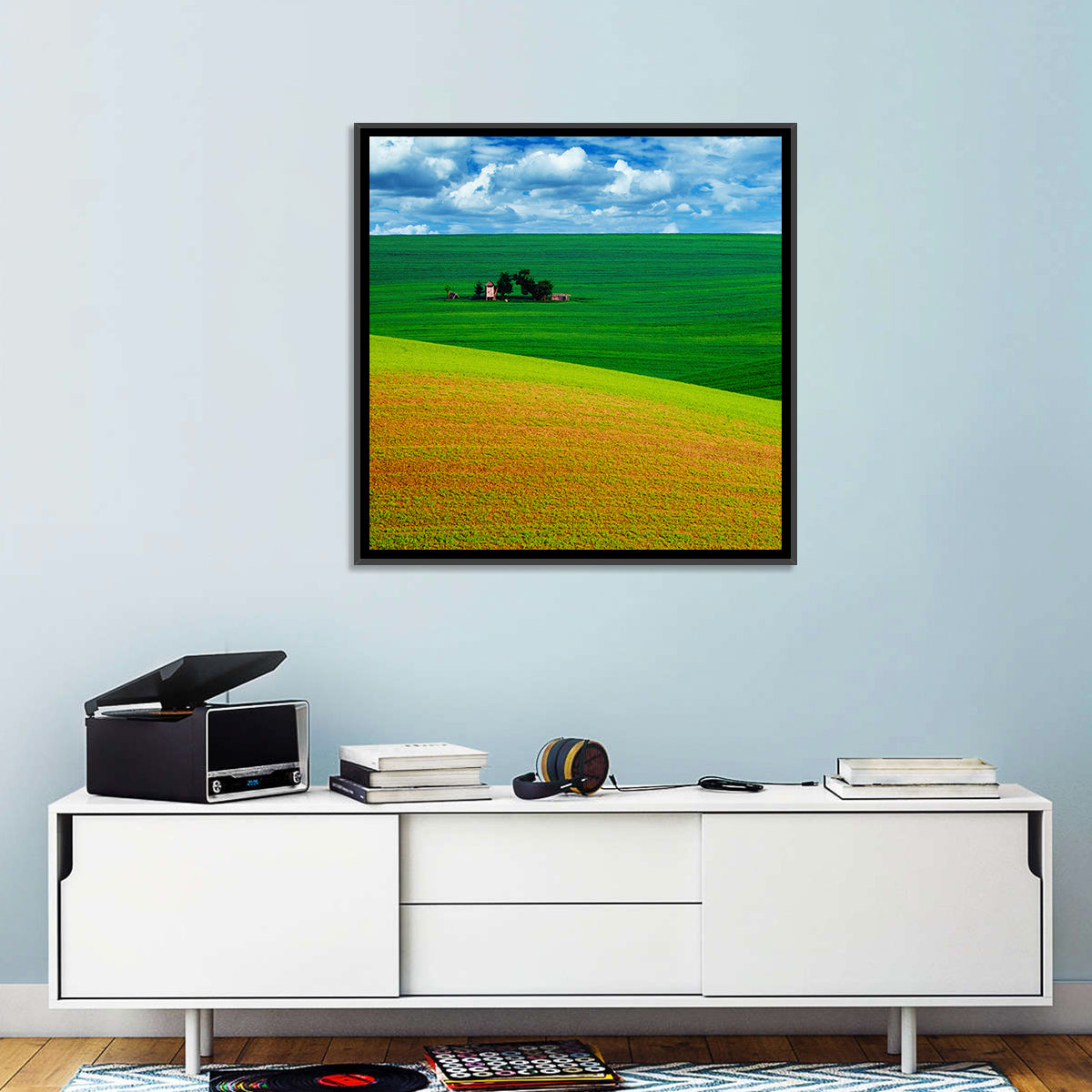 Golden Field and Green Hillside Wall Art