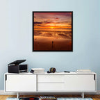 Solitary Figure on Sunset Shore Wall Art