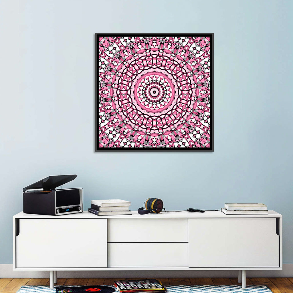 Pink Mosaic Kaleidoscope Mandala Wall Art