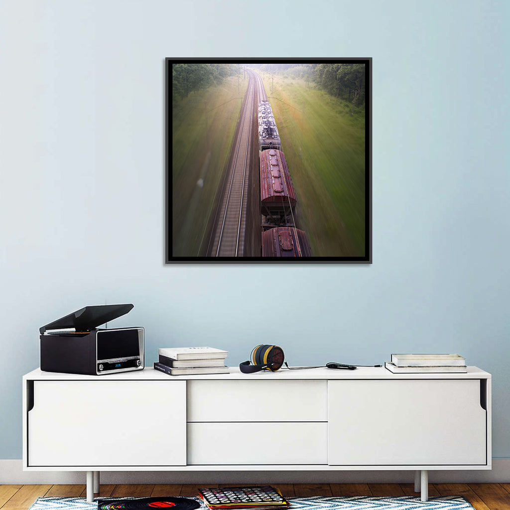 Freight Train Through Forest Wall Art