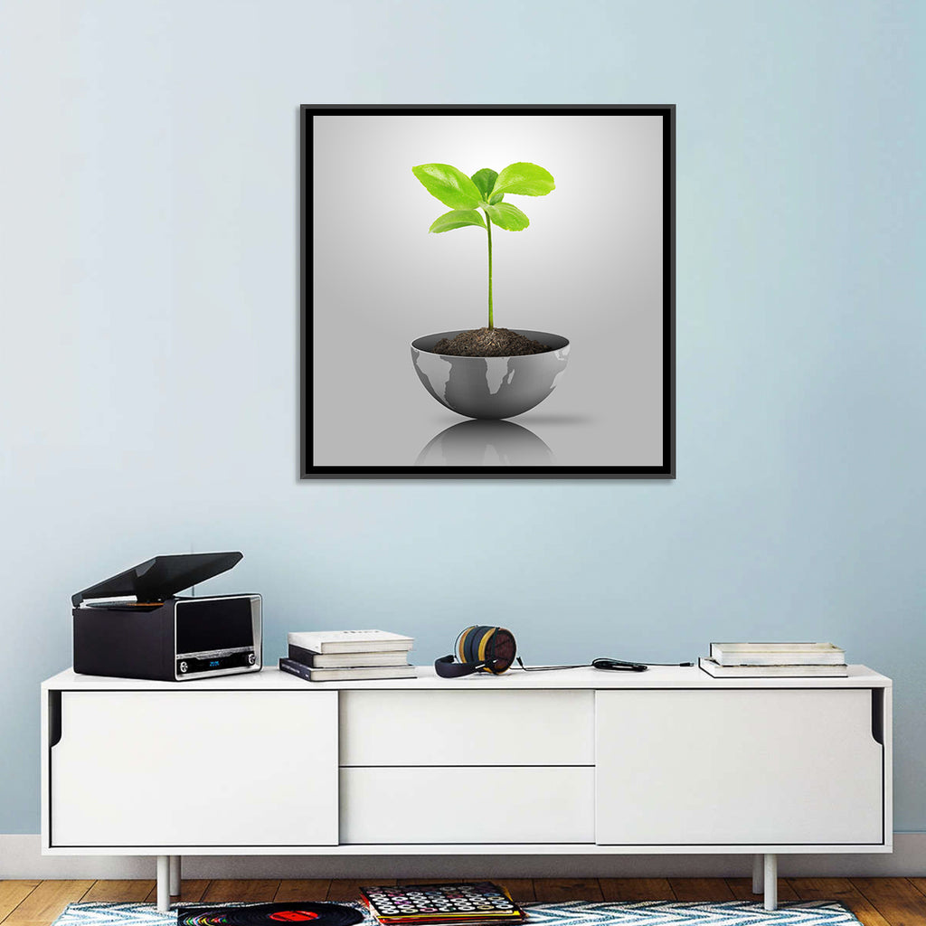 Young Plant on Globe Wall Art