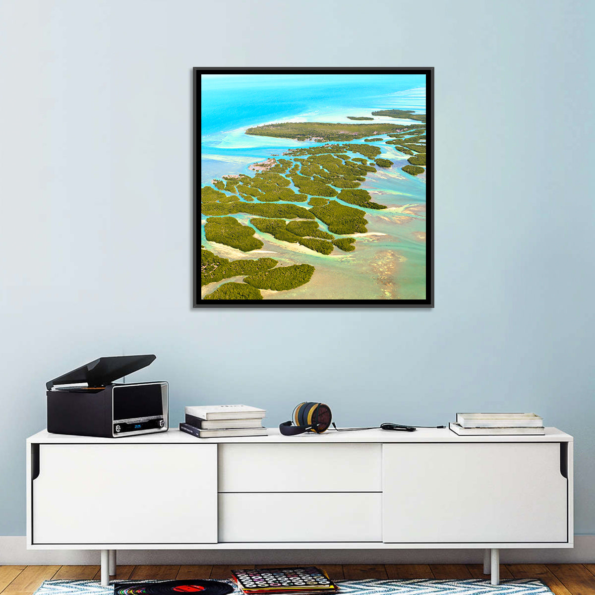 Florida Keys Mangrove Islands Wall Art in a room, square