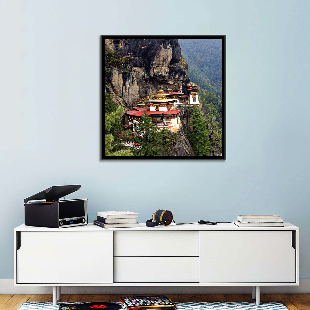 Tiger's Nest Monastery, Paro Bhutan Wall Art in a room, square