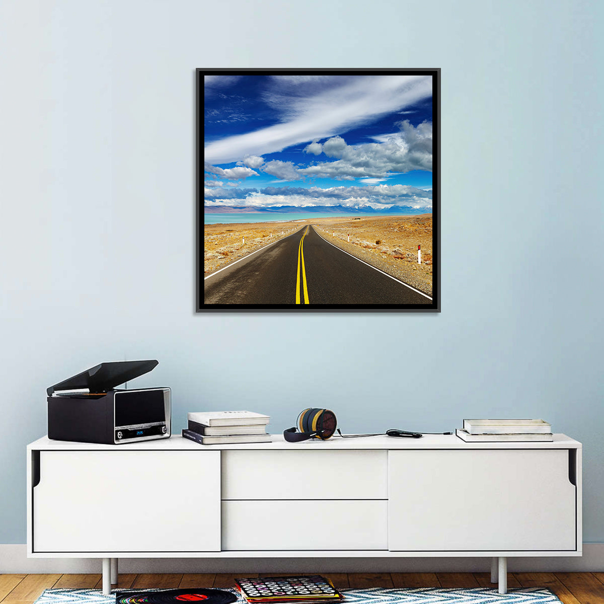 Road to Viedma Lake, Patagonia Wall Art in a room, square