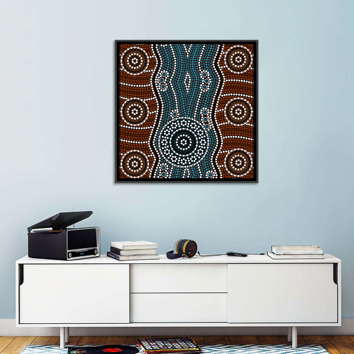 Concentric River Dot Painting Wall Art