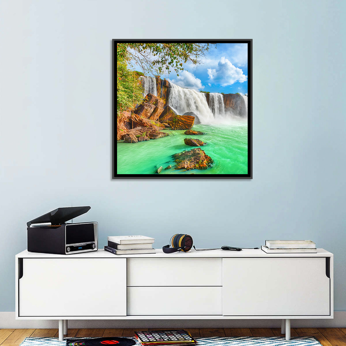 Dray Nur Waterfall Wall Art in a room, square
