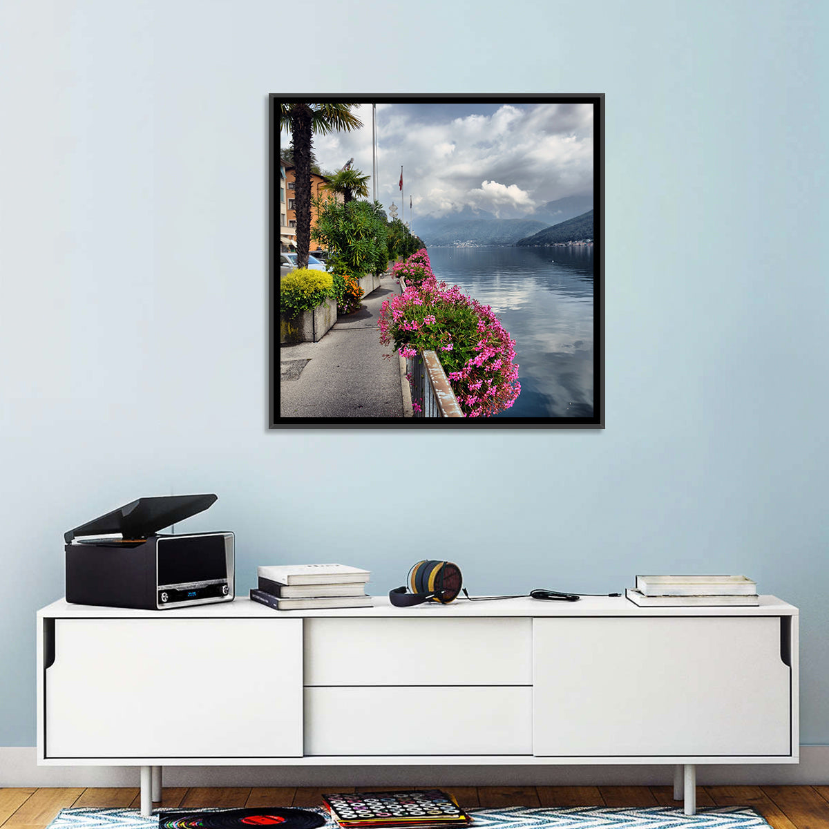 Lake Lugano Floral Walkway Wall Art