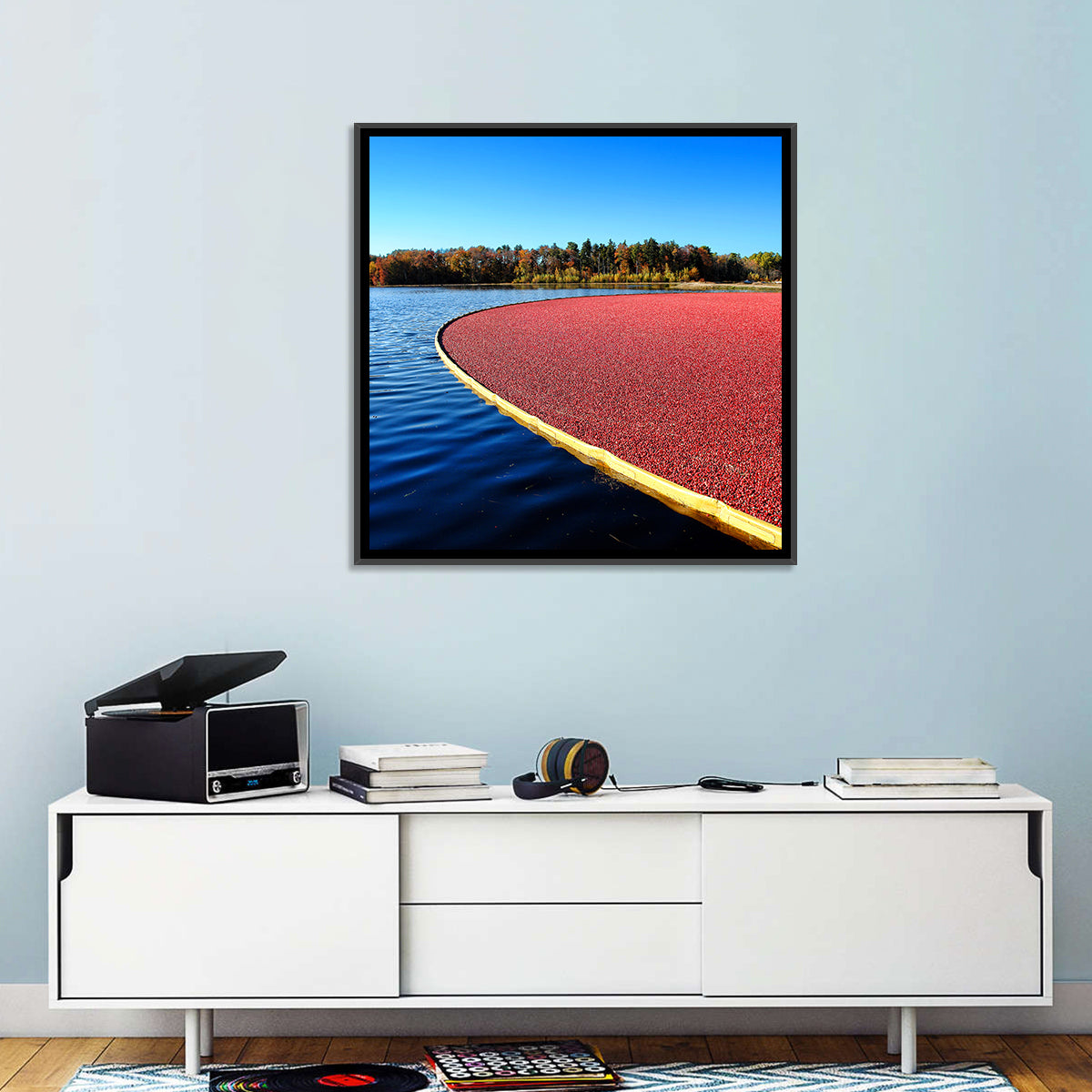 Flooded Cranberry Bog Wall Art in a room, square