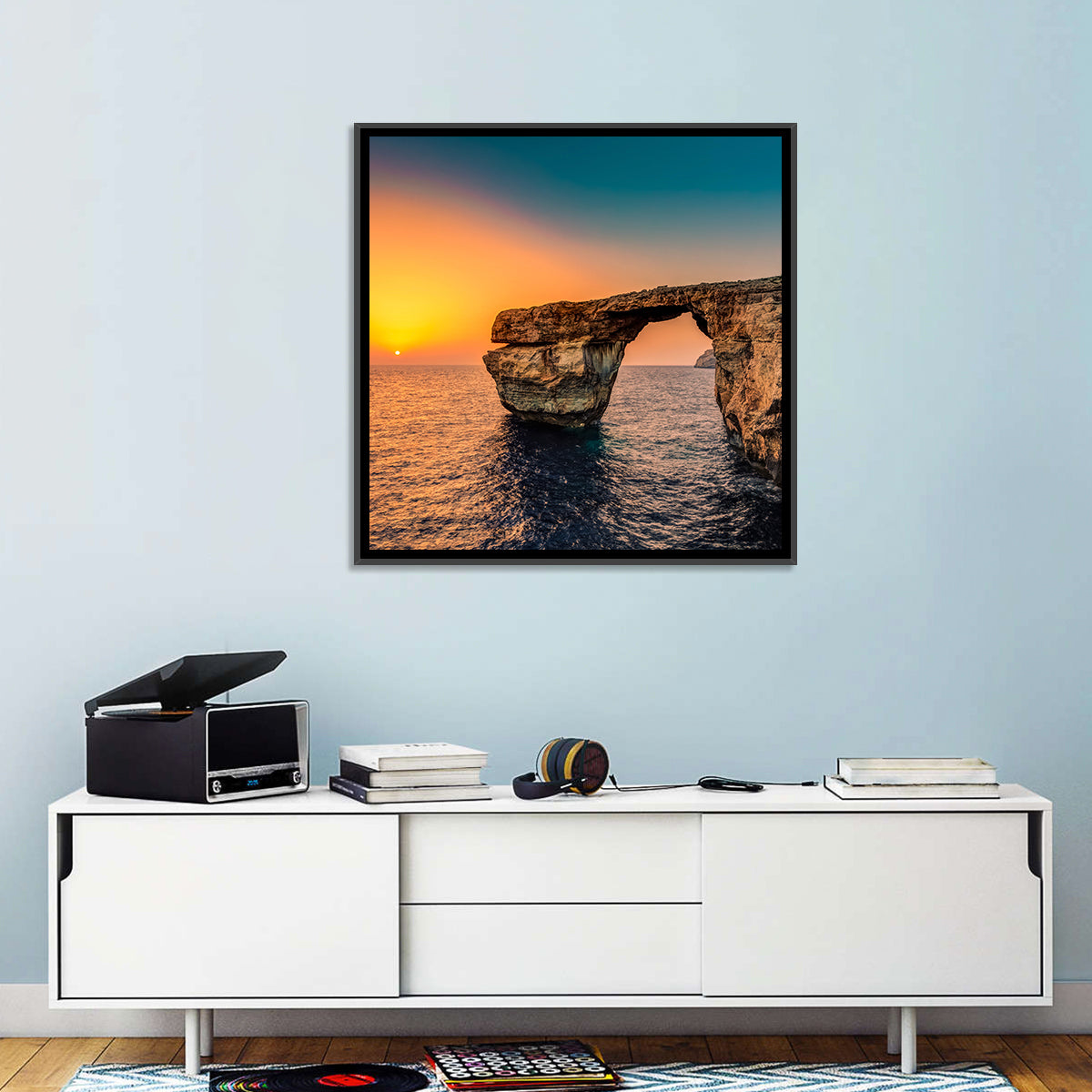Azure Window Sunset, Dwejra Wall Art in a room, square