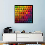Vibrant Gradient Squares Grid Wall Art