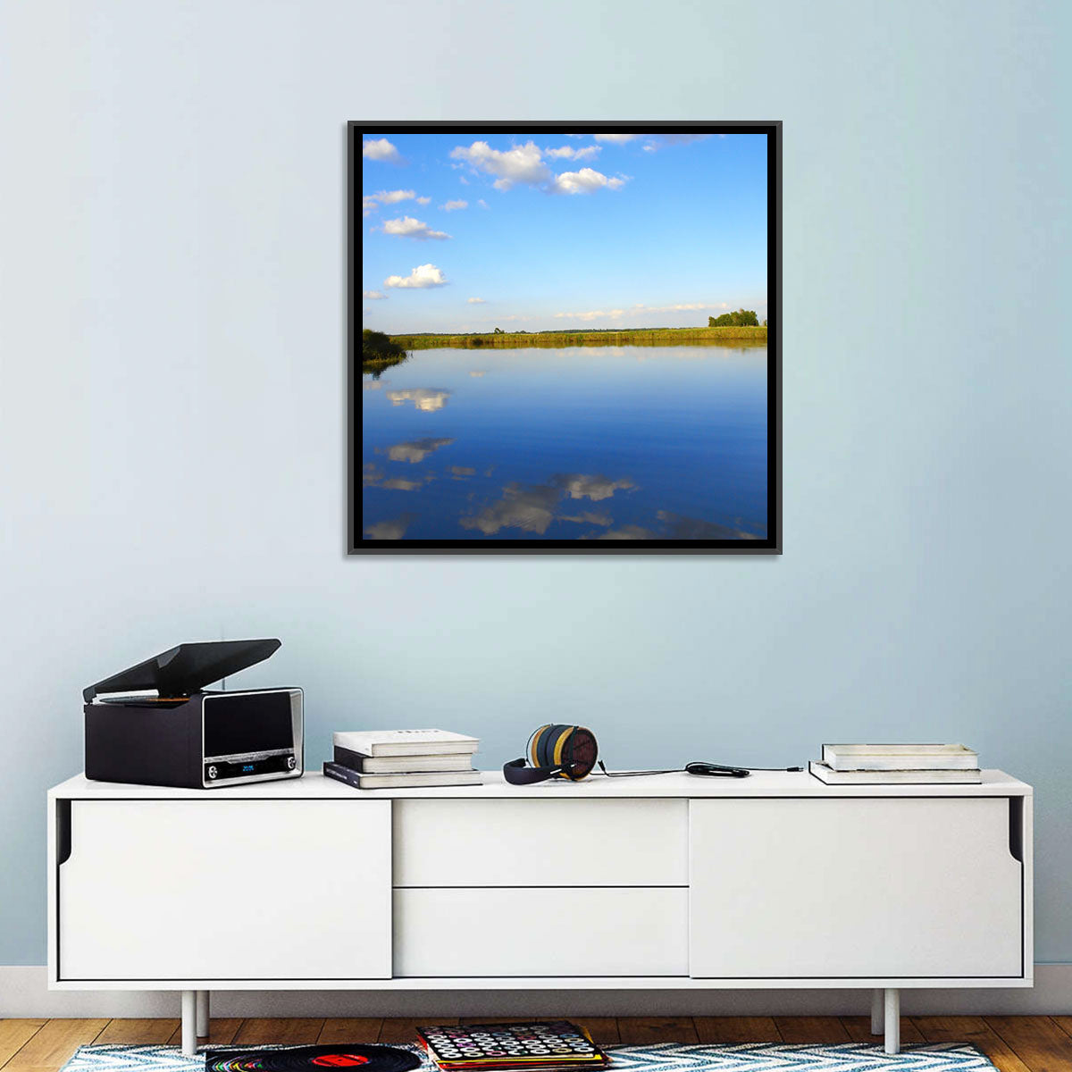 Lake Puckaway Reflection Wall Art in a room, square