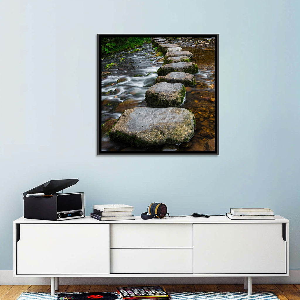 Mossy Stepping Stones Over Stream Wall Art