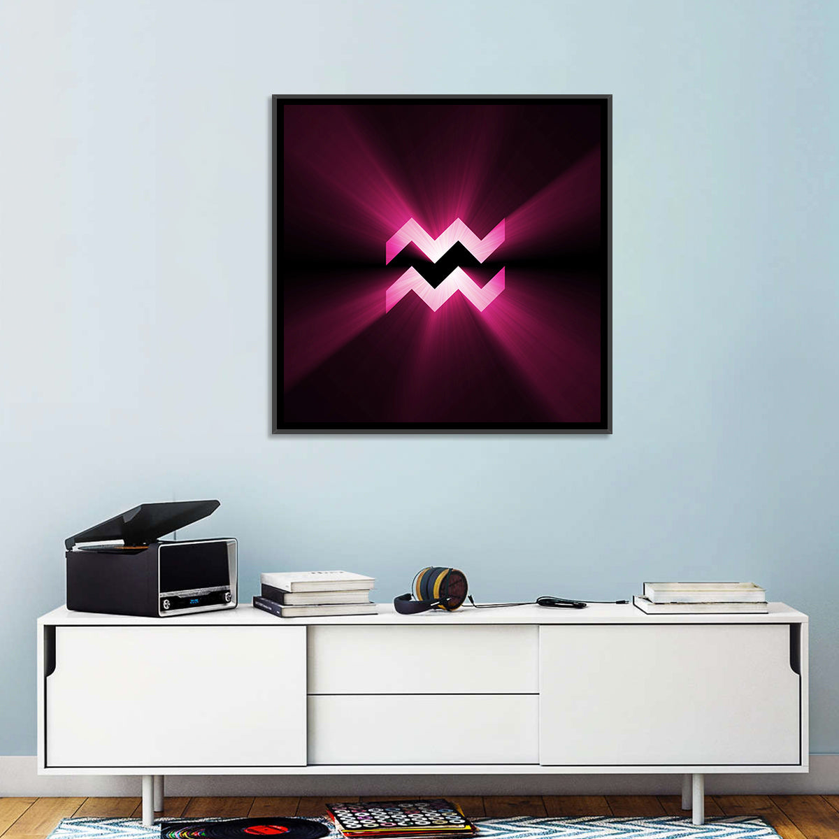 Magenta Aquarius Symbol Wall Art