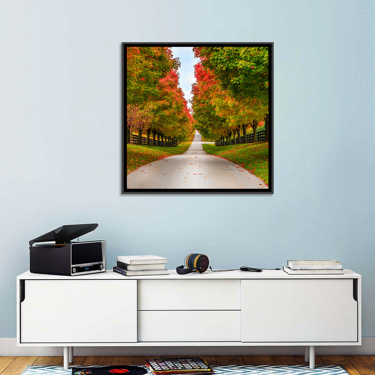 Tree-lined Farm Lane, Kentucky Wall Art in a room, square