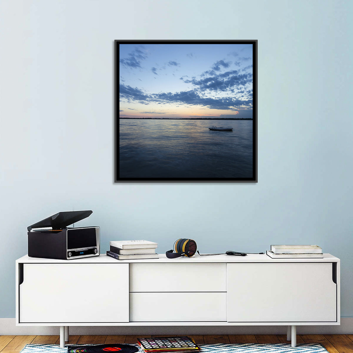 Lake Okoboji at Twilight Wall Art in a room, square
