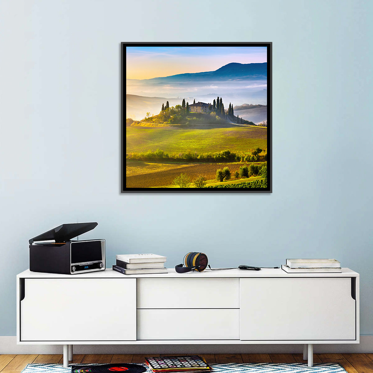 Tuscan Morning Landscape Wall Art in a room, square