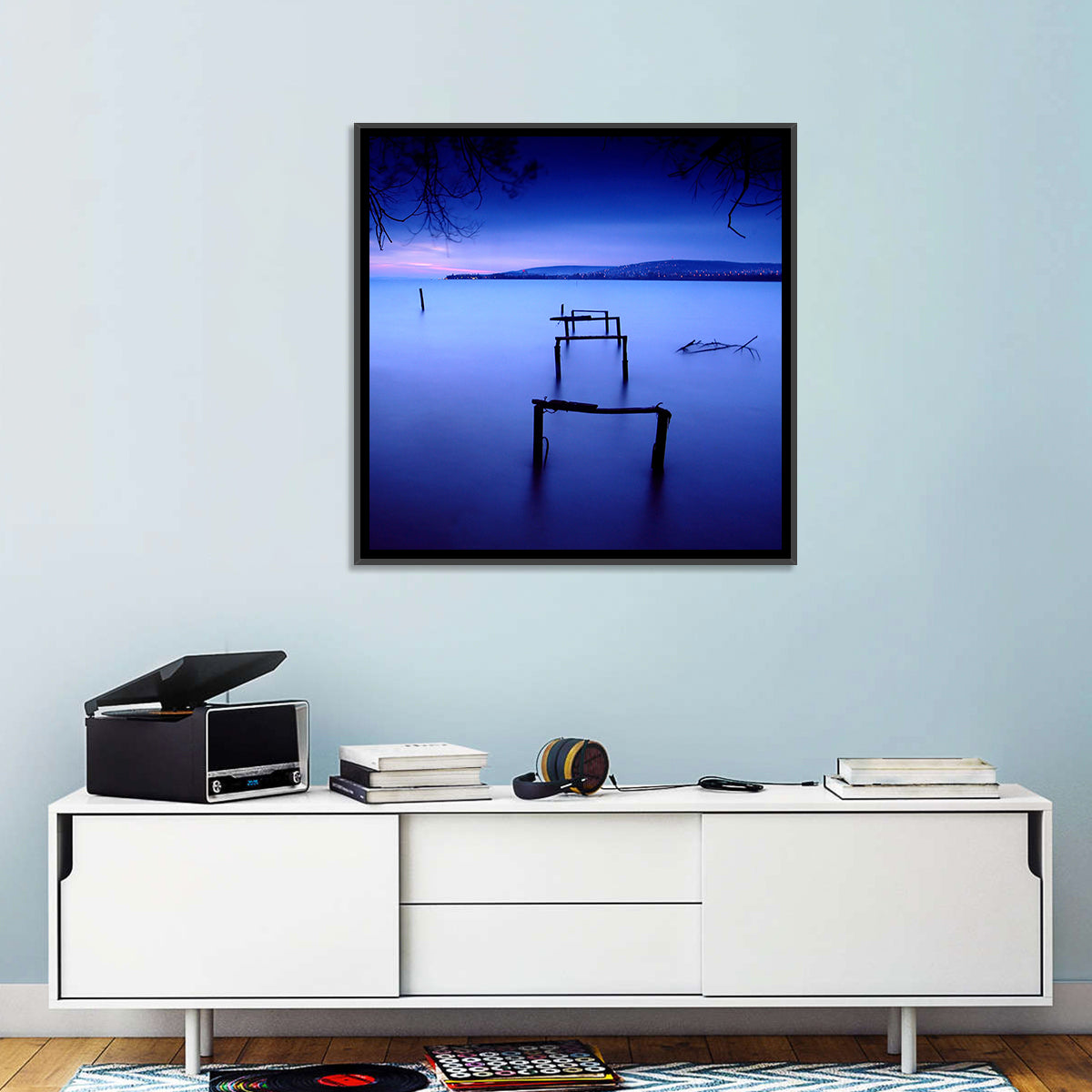 Lake Balaton at Twilight Wall Art in a room, square