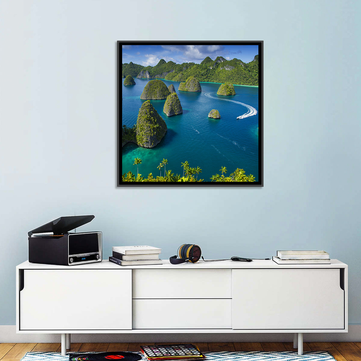 Wayag Islands, Raja Ampat Wall Art in a room, square