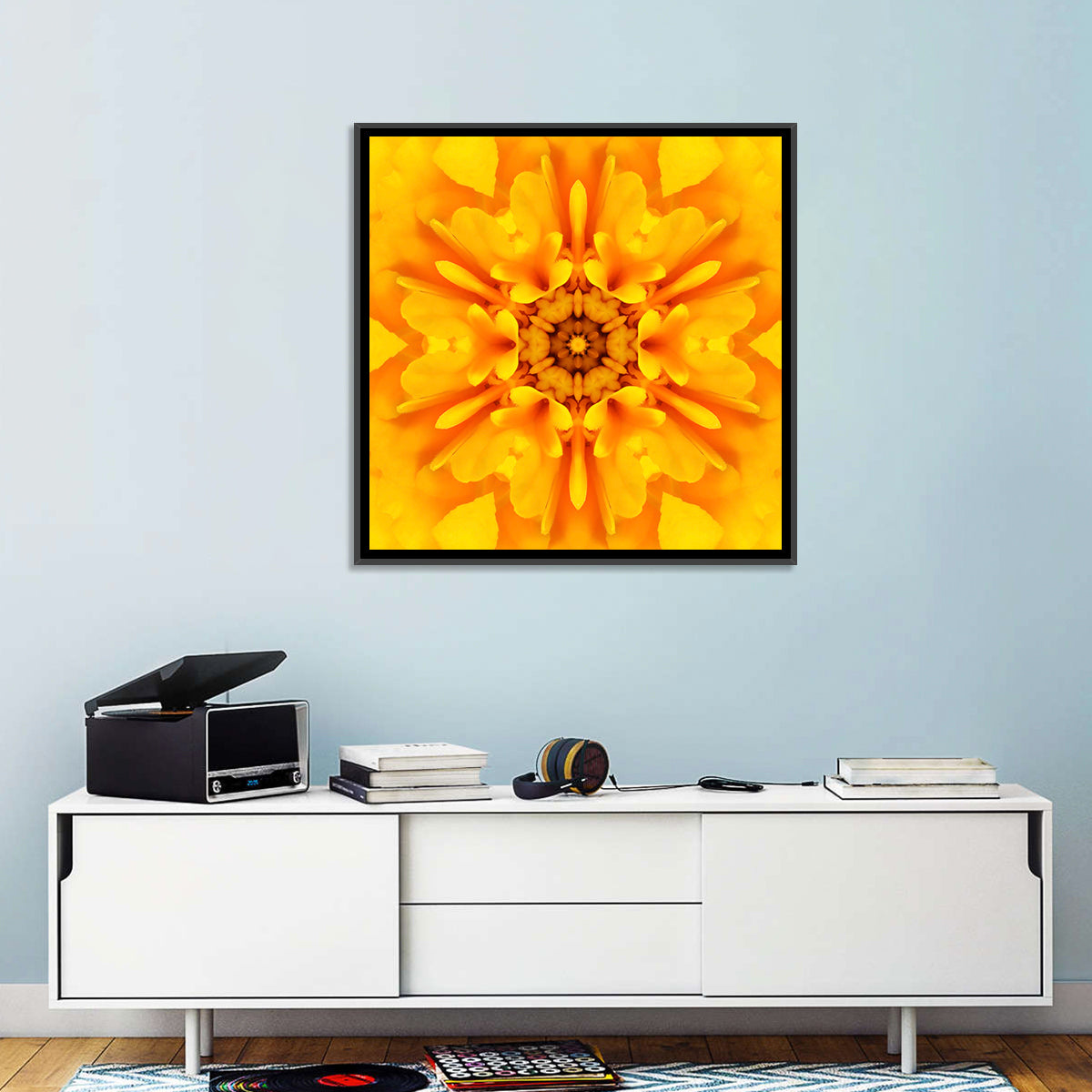 Golden Dahlia Mandala Wall Art