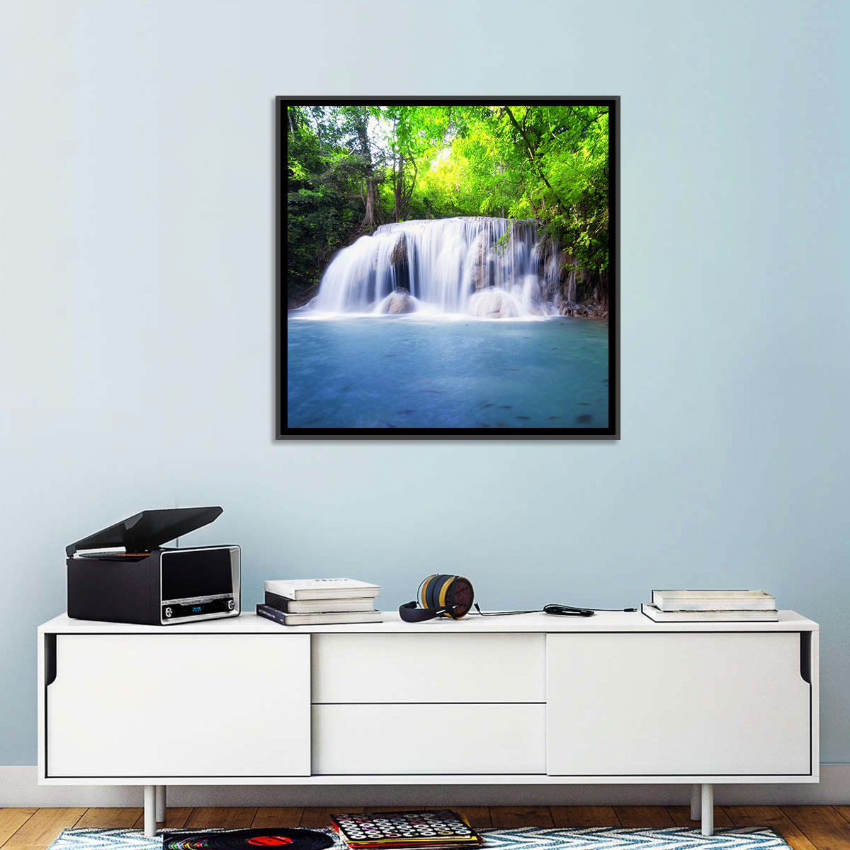 Erawan Waterfall Emerald Pool Wall Art in a room, square
