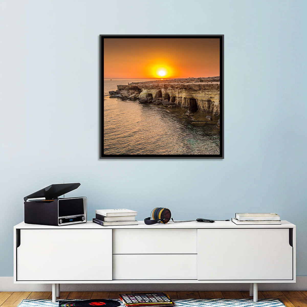 Sunset Over Sea Caves Wall Art