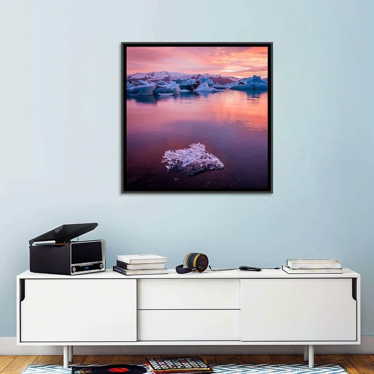 Jökulsárlón Dusk Lagoon Wall Art in a room, square