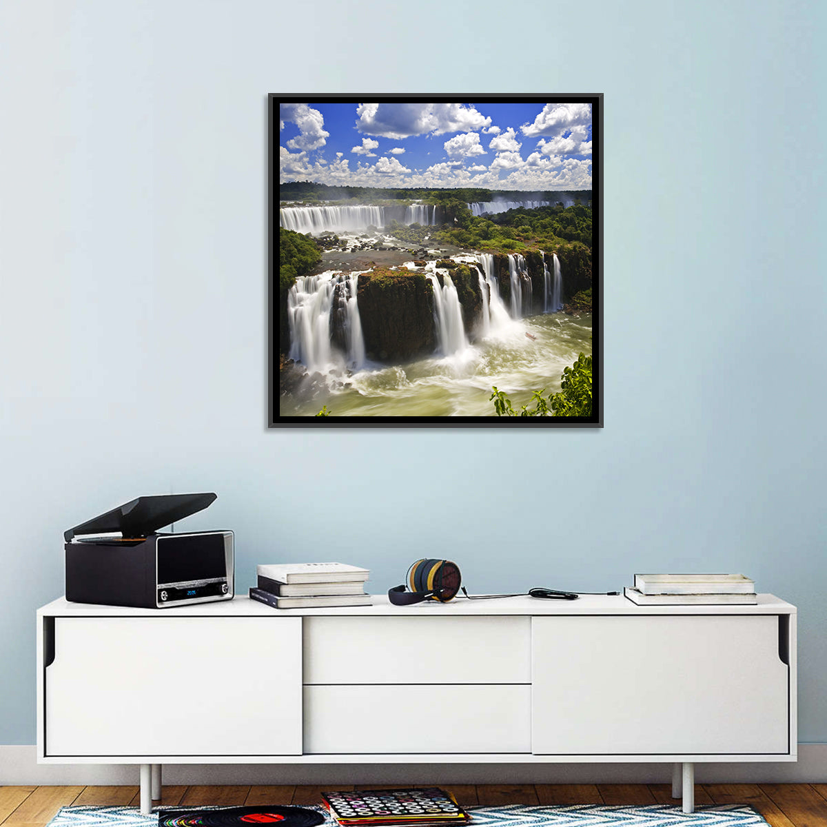 Iguazu Falls River View Wall Art in a room, square