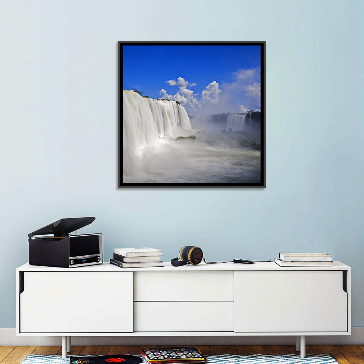 Silky Iguazu Falls, Foz Do Iguaçu Wall Art in a room, square