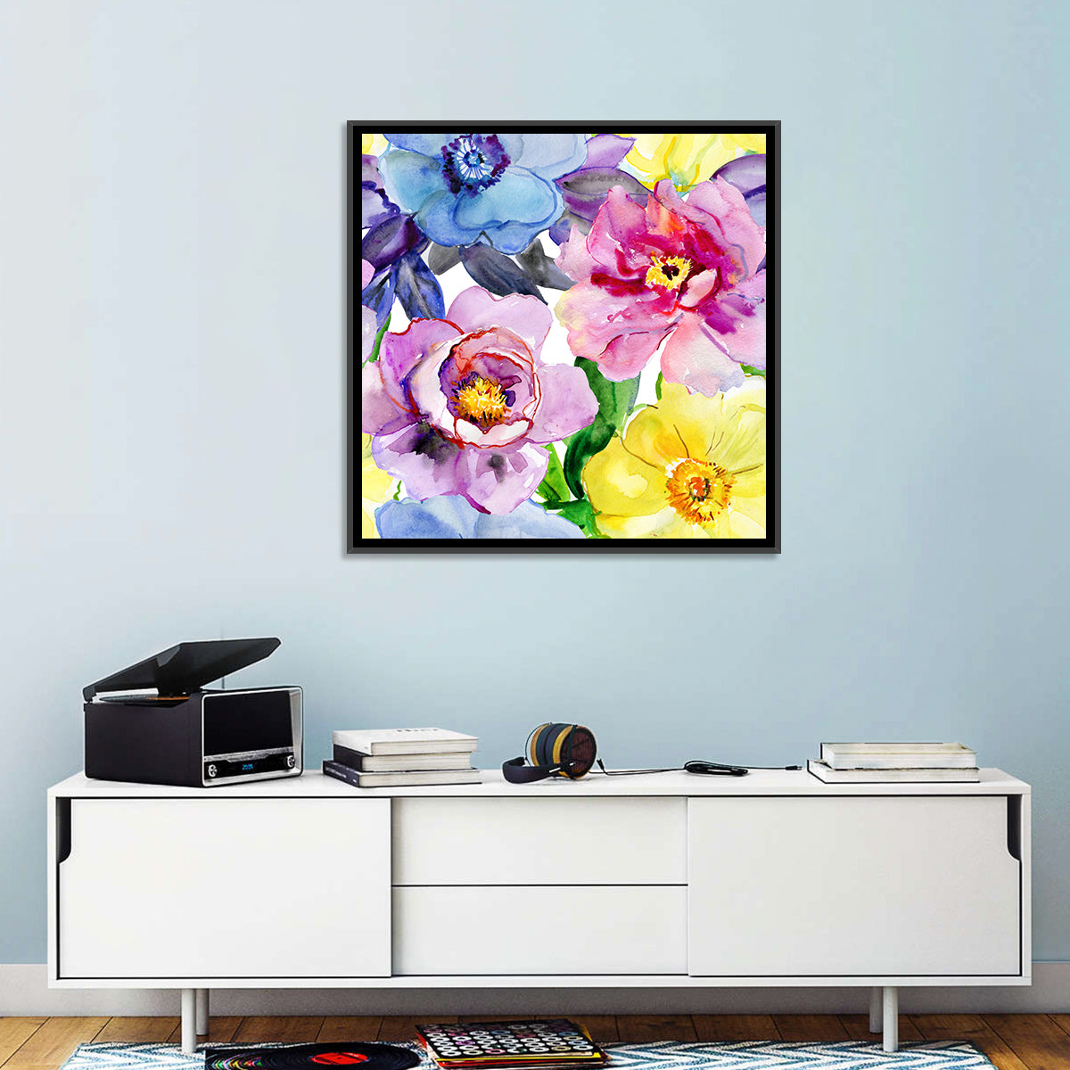 Vibrant Watercolor Floral Arrangement Wall Art
