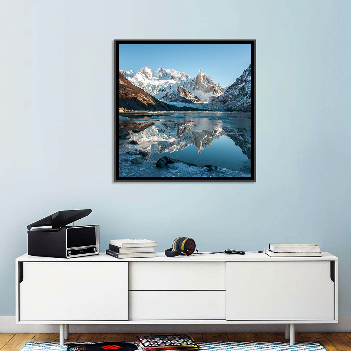 Cerro Torre Reflection, Laguna Torre Wall Art in a room, square