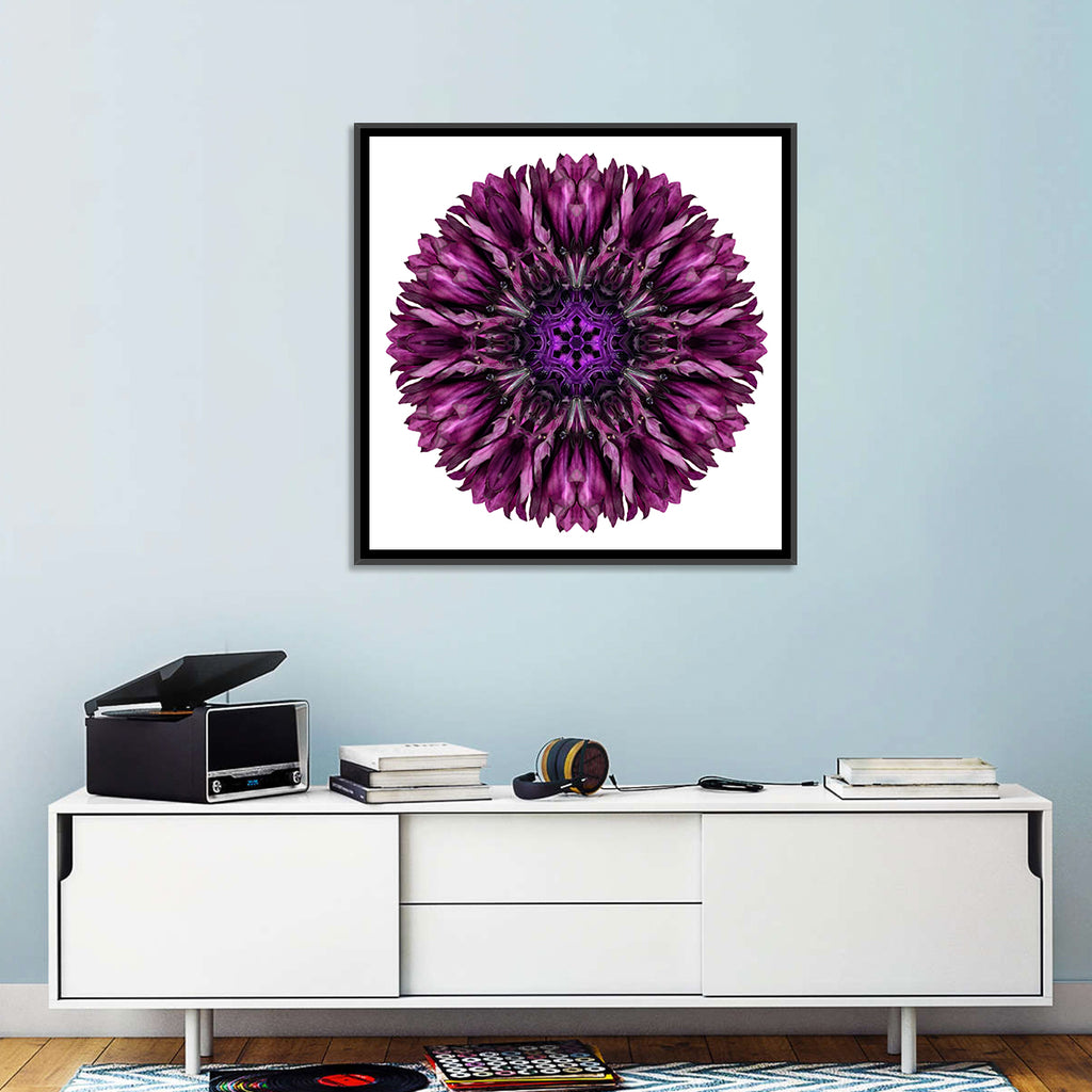 Purple Cornflower Kaleidoscope Mandala Wall Art