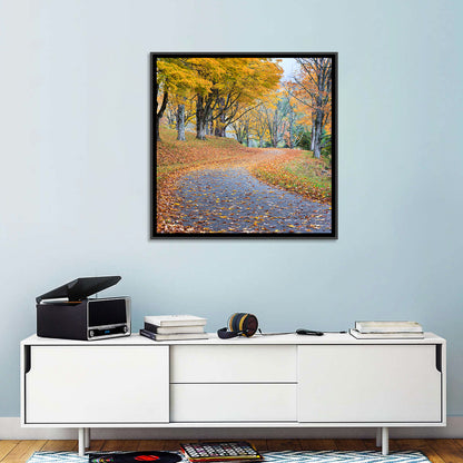 Autumn Leaves on Road Wall Art