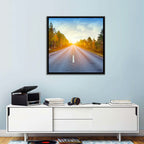 Sunlit Autumn Forest Road Wall Art