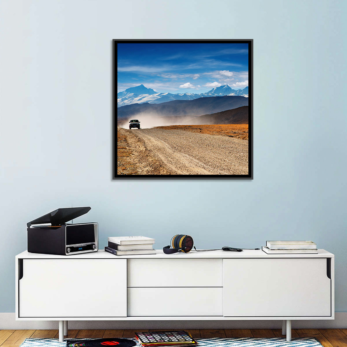 Road to Everest, Tibetan Highlands Wall Art in a room, square