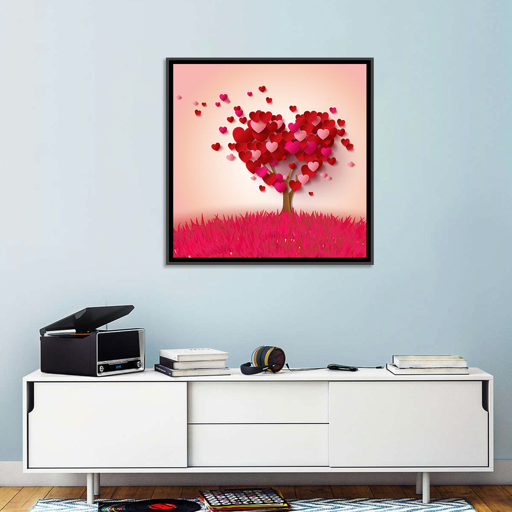 Whimsical Heart Tree Illustration Wall Art
