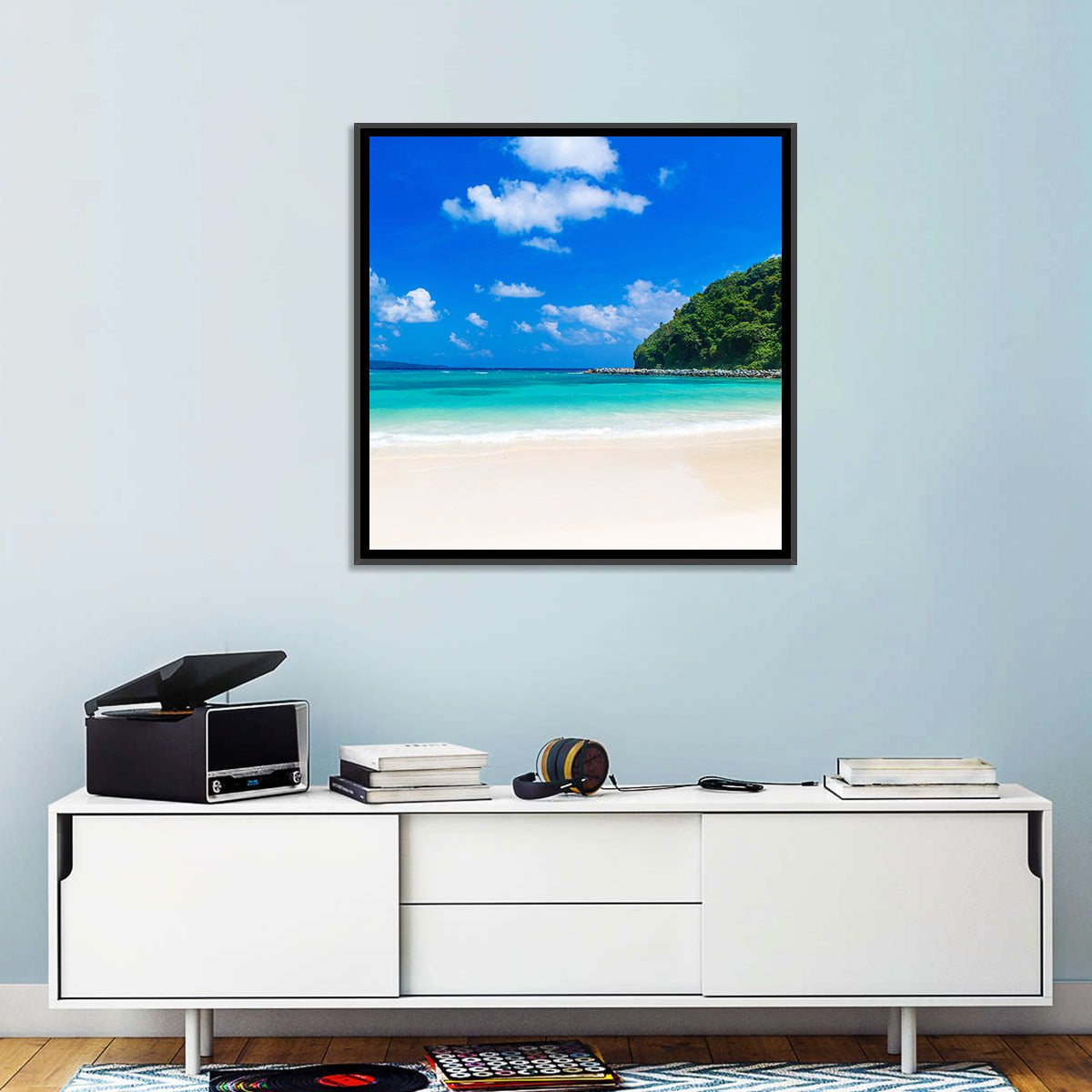 Turquoise Tropical Beach Scene Wall Art