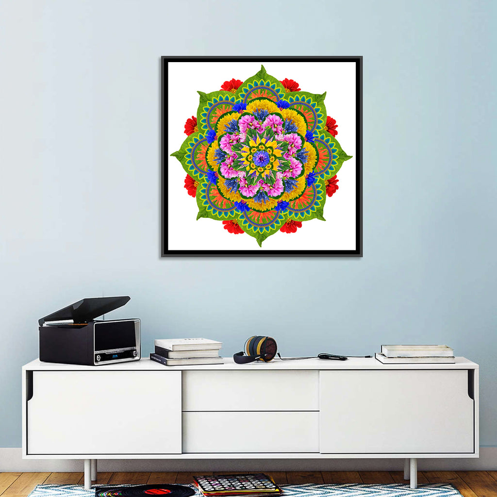 Vibrant Lotus Floral Mandala Wall Art