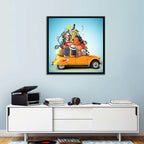 Orange Vintage Car Road Trip Getaway Wall Art
