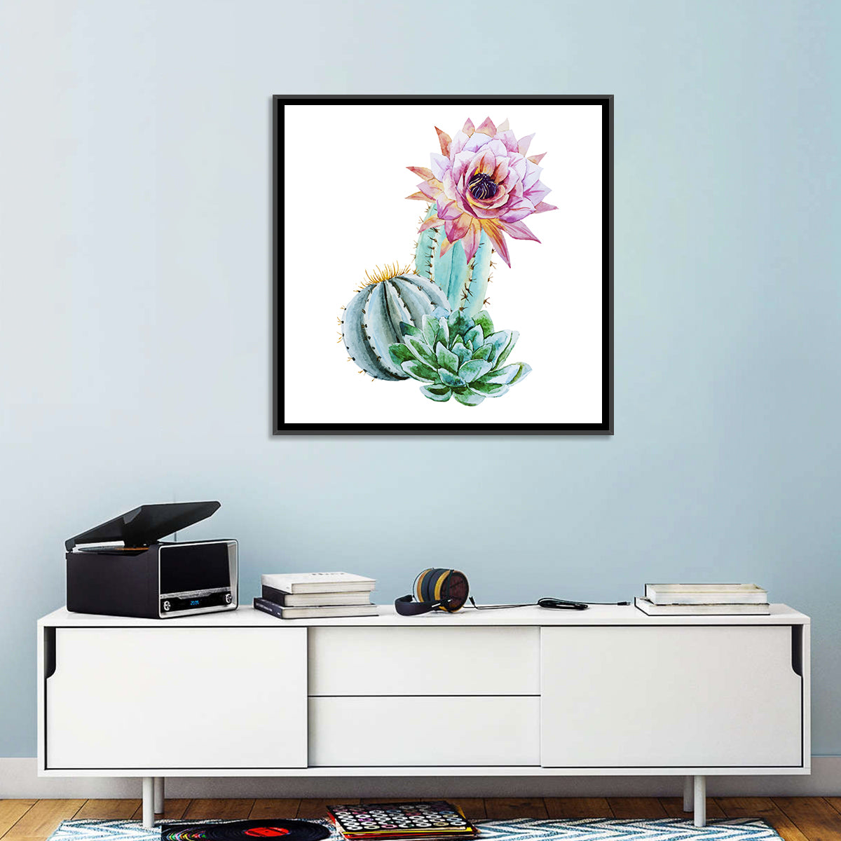 Blooming Cactus Watercolor Wall Art