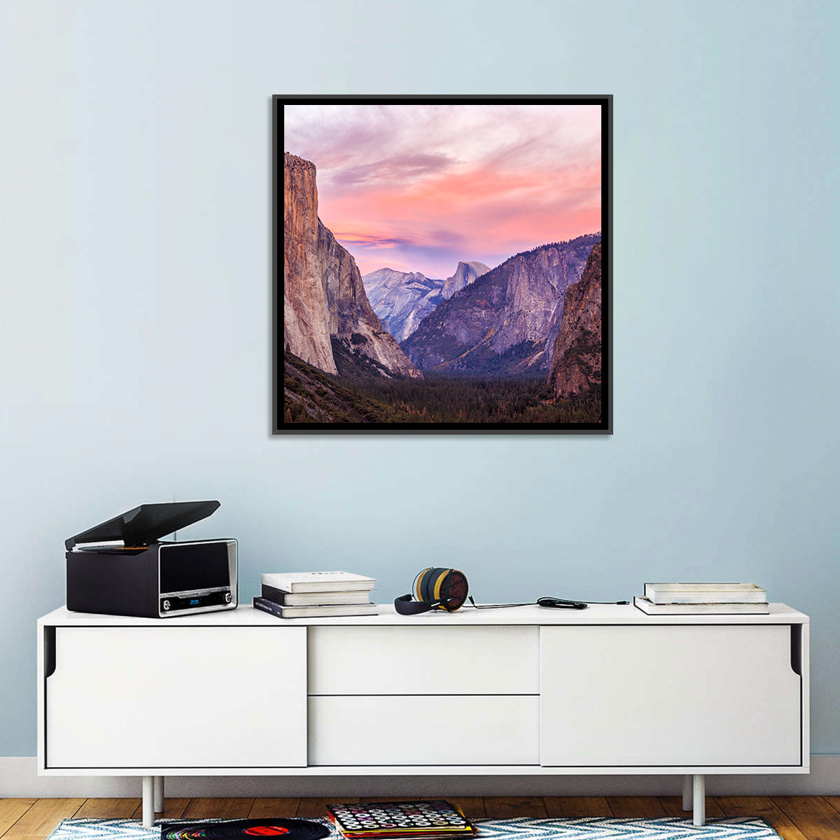 El Capitan at Tunnel View Wall Art in a room, square