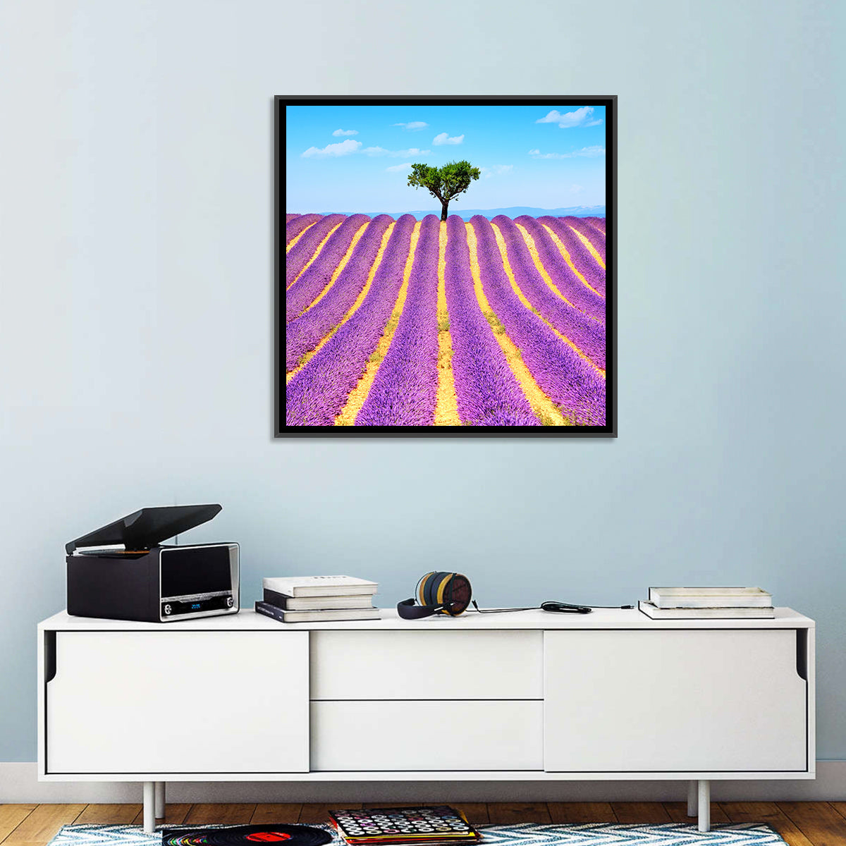 Lavender Field Wall Art in a room, square