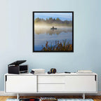Misty Lake Fisherman Wall Art