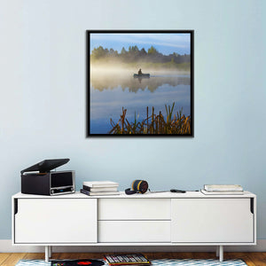 Fisherman in Hazy Lake Wall Art