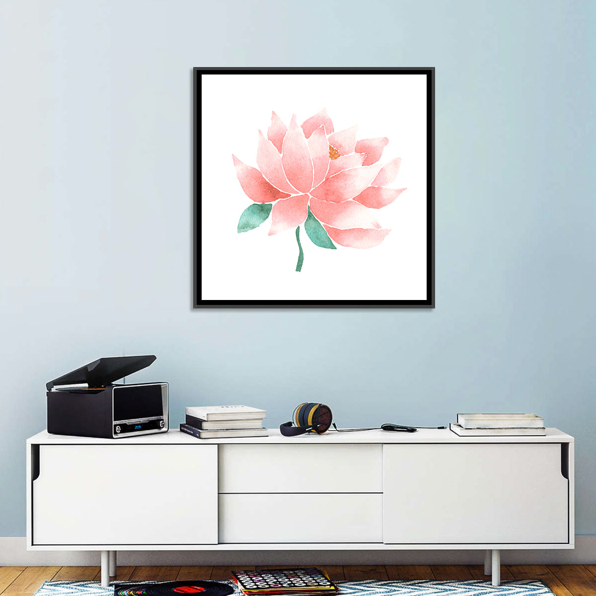 Soft Pink Lotus Watercolor Wall Art