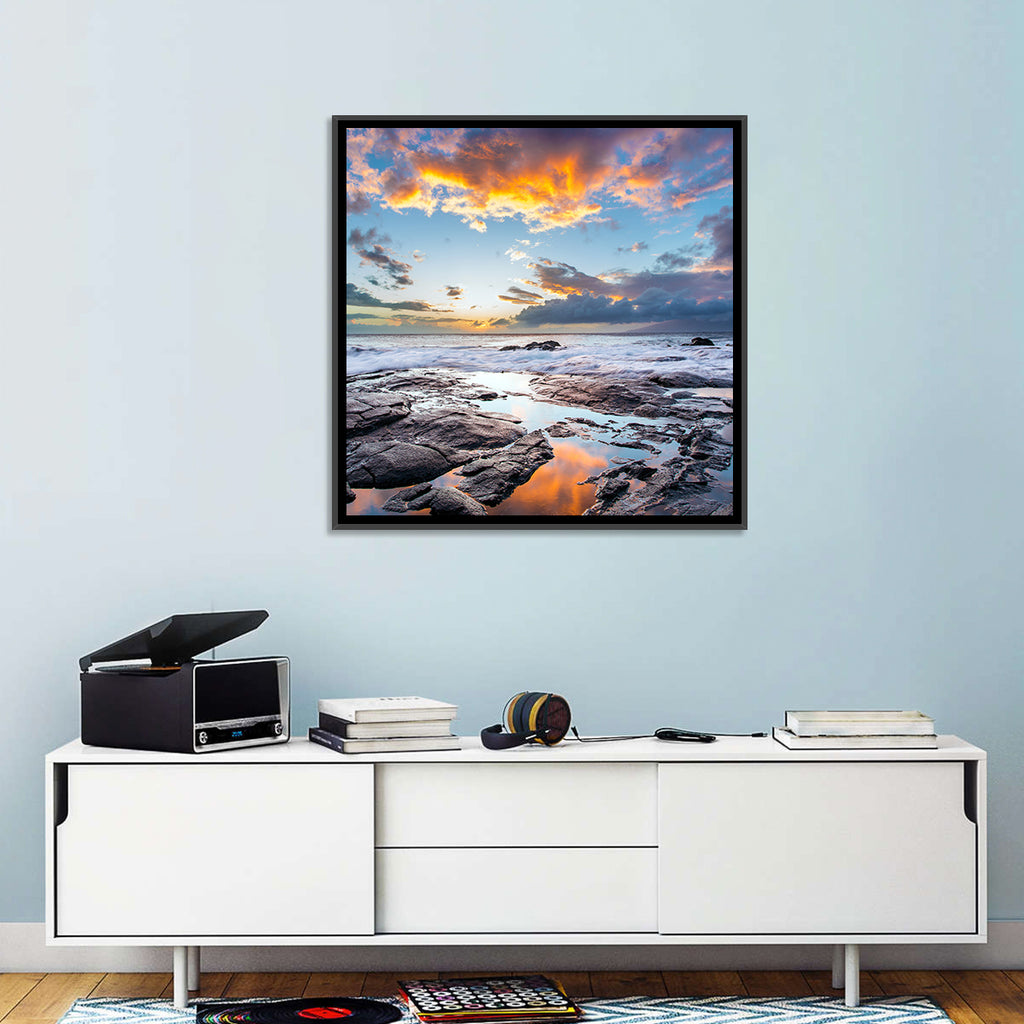 Sunset Over Volcanic Shore Wall Art