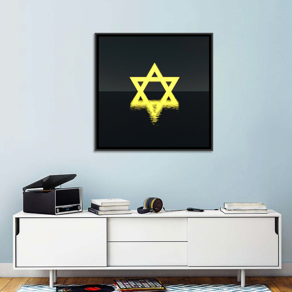 Glowing Star of David Reflection Wall Art