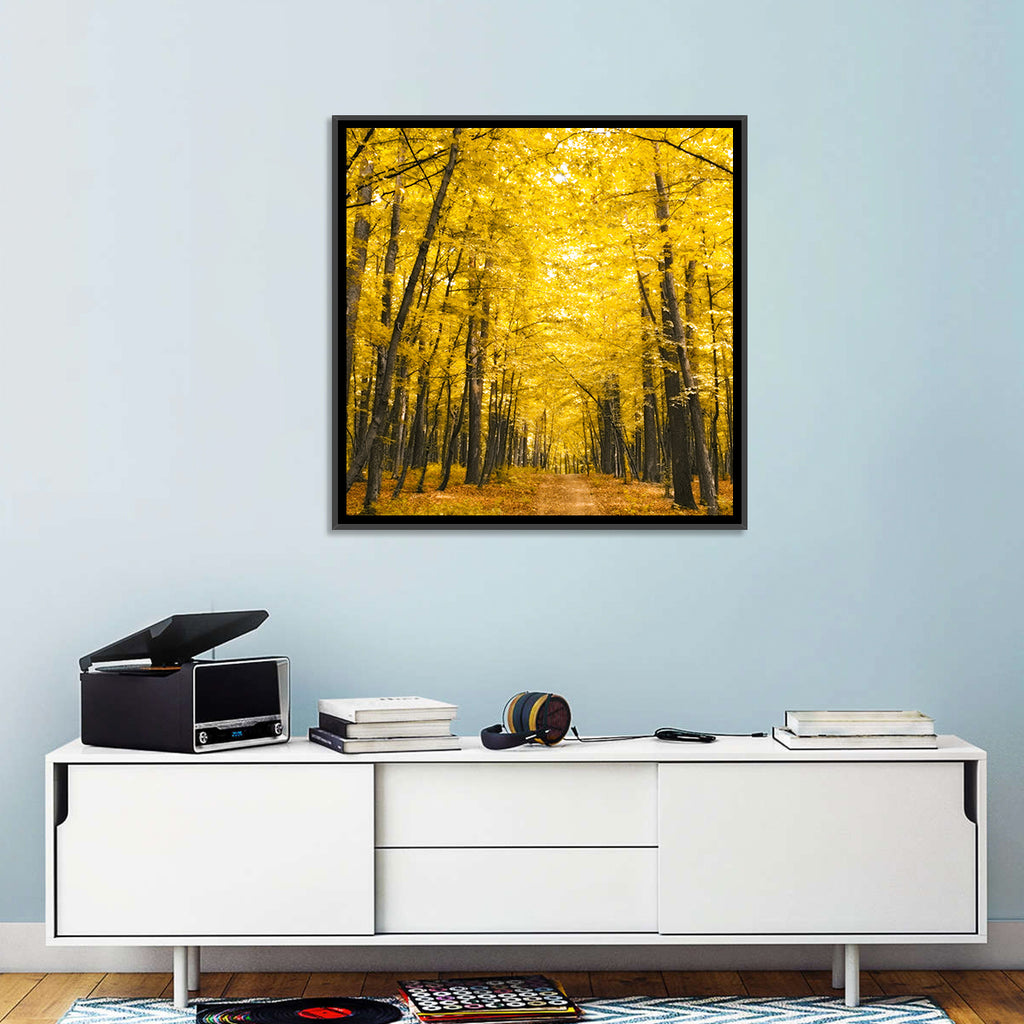 Yellow Autumn Forest Path Wall Art