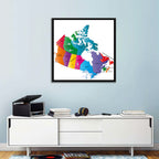 Colorful Canada Map Illustration Wall Art