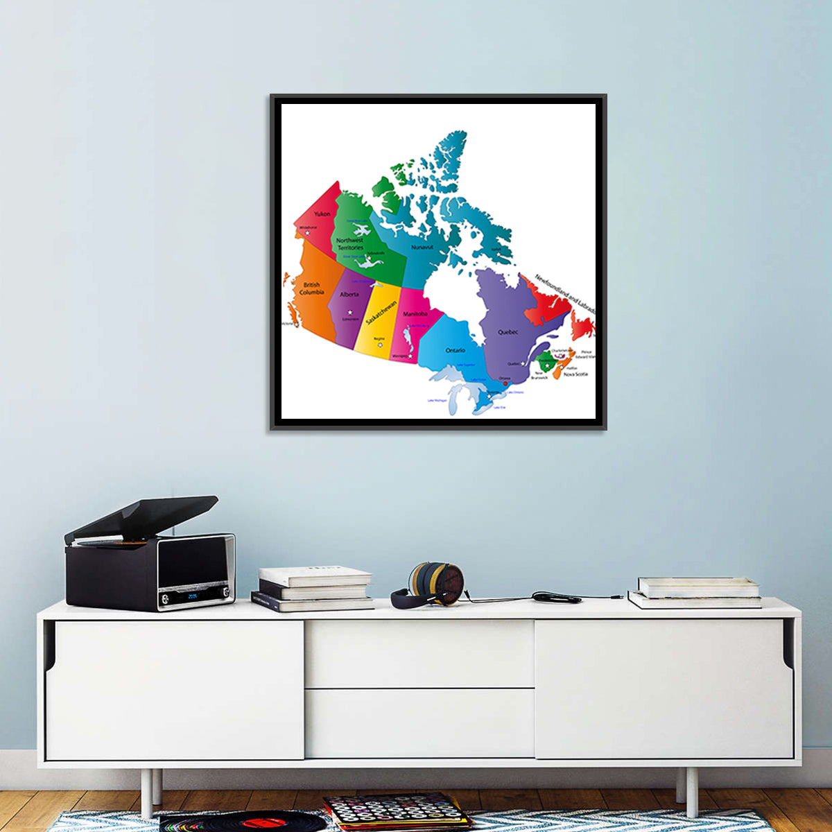 Colorful Canada Map Illustration Wall Art